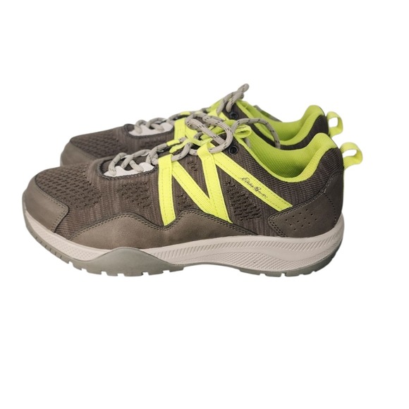 Eddie Bauer Men\'s Wide Width Trail Shoes Brown Neon Yellow Lace Up Sz 10W‎